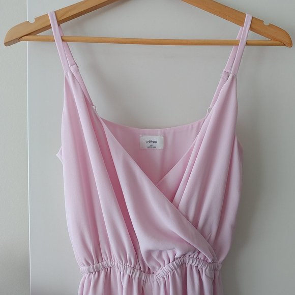 Aritzia Wilfred Melodie Jumpsuit V-Neck Wide Leg Blush Pink - Picture 6 of 16